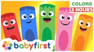 Toddler Learning Video  Learn Colors for Kids  3 Hours of Color Crew Compilation  BabyFirst TV [upl. by Marlee]