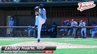 ZACHARY HUARTE RHP SERVITE HIGH SCHOOL CLASS OF 2014 PITCHING MECHANICS AT 200 FPS [upl. by Cherida]