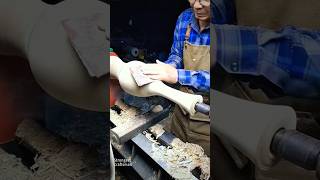 Old carpenter sandpapering wooden artifacts on a rotating machine wood work woodworking shorts [upl. by Loretta]