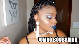 PROTECTIVE STYLE JUMBO BOX BRAID TUTORIAL  RUBBER BAND METHOD [upl. by Roe534]