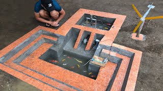 Mini Construction Of Hydropower Wind Electricity Fish Pond And Oxygen Generator [upl. by Amoritta378]