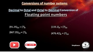 Decimal to Octal amp Octal to Decimal Conversion of Floating Point Numbers  Number System Conversions [upl. by Manville]