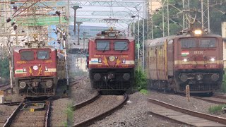 3 in 1 trains with Red beast WAP4 locomotive from Chennai egmore  Indian railways [upl. by Nylarahs]