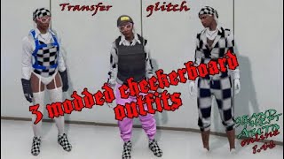 GTA 5 Online 3 modded FEMALE checkerboard outfits BY using the transfer glitch 146 [upl. by Novy]