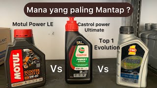 Oli terbaik untuk motor MATIC  oli motul castrol power ultimate top 1 Evolution  oli yang bagus [upl. by Alida292]