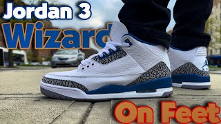 Jordan 3 Wizards PE “True Blue” On Street On Feet Look [upl. by Marchal]