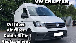 VW CRAFTER 2019 Oil change Air filter Cabin filter replacement [upl. by Ensign931]