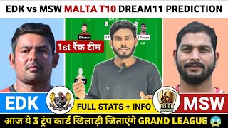 EDK vs MSW Dream11 Prediction  EDK vs MSW Dream11 Team  EDK vs MSW Dream11 Prediction Today Match [upl. by Atilahs]