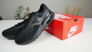 UnboxingReviewing The Nike Air Max SYSTM Triple Black On Feet [upl. by Karlan]