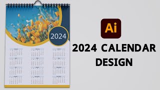 How to Design 1 Page Calendar 2024 in Illustrator  Tutorial for Beginner [upl. by Joachim7]