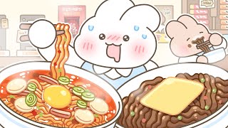 야자 시간 몰래 무인 라면 편의점 먹방하기 Automated Ramen Machine Self Ramen Store Mukbang  Animation ASMR  애니먹방 [upl. by Einohtna274]