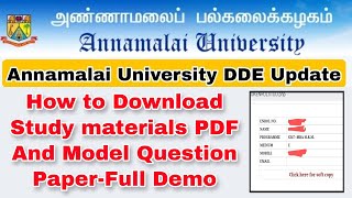 Annamalai University DDE Model Question Paper Amd Study MaterialsDemo Video [upl. by Notrem]