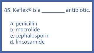 Top 200 Drugs Practice Test Question  Keflex is a  antibiotic PTCB PTCE NAPLEX NCLEX Test Prep [upl. by Suolekcin]