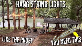 Professional Way to Hang String Lights Outside  With Wire amp Turnbuckles [upl. by Ahsiela]