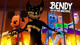 Minecraft BENDY AND THE INK MACHINE  BENDY HAS CAPTURED ALL THE DISNEY CHARACTERS IN HIS BASEMENT [upl. by Nnylrac]