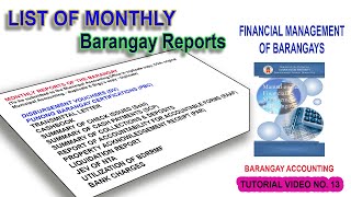 BARANGAY MONTHLY REPORTS TO BE SUBMITTED TO MUNICIPAL ACCOUNTING OFFICE  BARANGAY ACCOUNTING [upl. by Haceber]