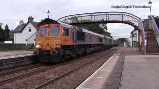 Caledonian Sleeper  66733 amp 73967 1M16 and 5M16 at Kingussie [upl. by Milson]