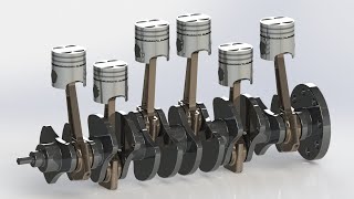 DOHC Inline Six  i6 four stroke diesel engine basic parts assembly tutorial by Solidworks 1012 [upl. by Philbrook]