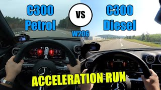 C300 vs C300d W206  100200kmh amp 0100kmh  ACCELERATION  CarPerformance Media [upl. by Yeh]