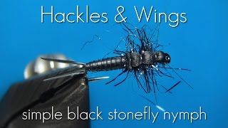 Fly Tying Simple Black Stonefly Nymph  Hackles amp Wings [upl. by Seyler]