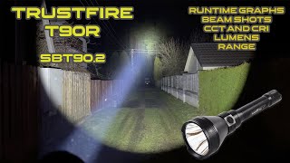 Trustifire T90R SBT902 thrower flashlight review  Night shots and runtimes  Comparison [upl. by Calvo198]