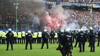 Fans protest after Hamburgs first relegation from Bundesliga [upl. by Neerihs]