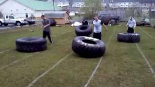 50 yd tire flipping competition [upl. by Adnawat]