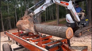 Mobile milling Timbers for a timber frame running a new bobcat mini ex Ep49 [upl. by Grantland345]