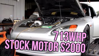 713whp Stock motor S2000 Built by Real Street Performance Dyno  Street Video [upl. by Onirotciv]