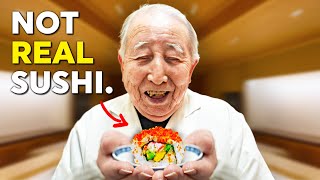 90 yr old Sushi Chef tries American Sushi for the First Time [upl. by Zeiger]