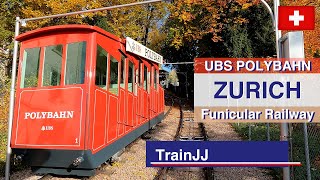 🇨🇭 4K UBS Polybahn  Zurich Switzerland  Funicular railway  “Polybähnli” Standseilbahn Schweiz [upl. by Itnuahsa]