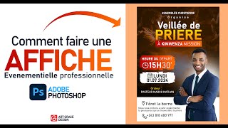 comment créer une affiche événementielle professionnelle sur adobe photoshop  Tutoriel Complet [upl. by Anak985]