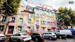 Germany Street Art On Buildings in Düsseldorf🇩🇪 4K HDR [upl. by Vilma213]