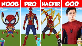 Minecraft TNT SPIDERMAN STATUE HOUSE BUILD CHALLENGE  NOOB vs PRO vs HACKER vs GOD  Animation [upl. by Catriona]