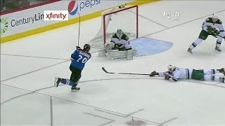 Nathan MacKinnon goes top shelf on Josh Harding [upl. by Ellenwad]