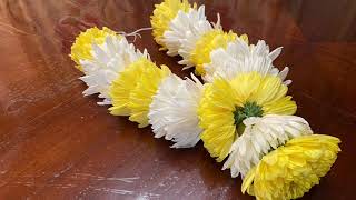 How To Make Fresh ChrysantheMum Flower Garland Easy Garland Making Method At Home [upl. by Azelea]