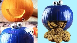 DIY Cookie Monster Pumpkin Halloween 2015 [upl. by Oznofla]