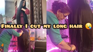 Finally I cut my long hair  hair cutting  long hair cutting  my monthly hair trimming routine [upl. by Sofko]