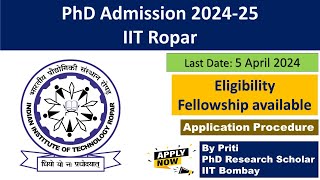 IIT Ropar PhD Admission 2024  PhD Admission 2024 [upl. by Evy]