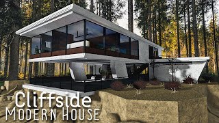 Bloxburg Cliffside Hanging Modern House  Roblox Bloxburg  Speedbuild [upl. by Harraf]