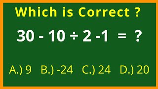 30 minus 10 divided by 2 minus 1   A Basic Math Problem  A Basic Algebra [upl. by Fagaly10]