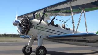 Stearman Startup and departure from Warrenton Fauquier Airport 91713 [upl. by Eustacia]