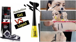 Maybelline Gel Eyeliner Vs Maybelline Liquid Eyeliner  MaybellineEyeliner geleyeliner [upl. by Jeffy780]