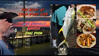 Delta Safari Fun Night On Cedar Point Pier  Catch amp Cook Jack Crevalle  Redfish  Thai Food [upl. by Melva]