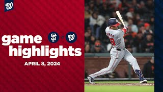 Nationals vs Giants Game Highlights 4824  MLB Highlights [upl. by Arraet]