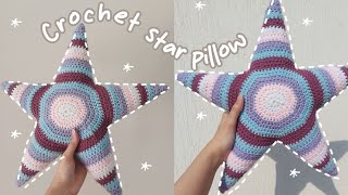 crochet star pillow [upl. by Garrott675]