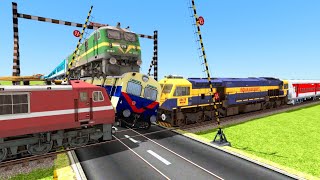 THE HARD HITS FROM TWO SIDES ON MEMU TRAIN AT DIAMOND LEVEL CROSSING🔺Train Simulator  TrainsFun [upl. by Jecho]