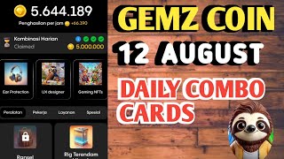 GEMZ COIN DAILY COMBO CARD 12 AUGUST  GEMZ DAILY COMBO TODAY  GEMZ COMBO TODAY  GEMZ DAILY COMBO [upl. by Hewie]