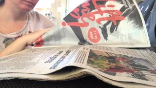 ASMR relaxing slow page turning newspaper with finger licking [upl. by Dranyer]