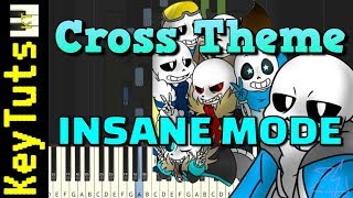 Cross Theme from Underverse  Insane Mode Piano Tutorial Synthesia [upl. by Zildjian702]